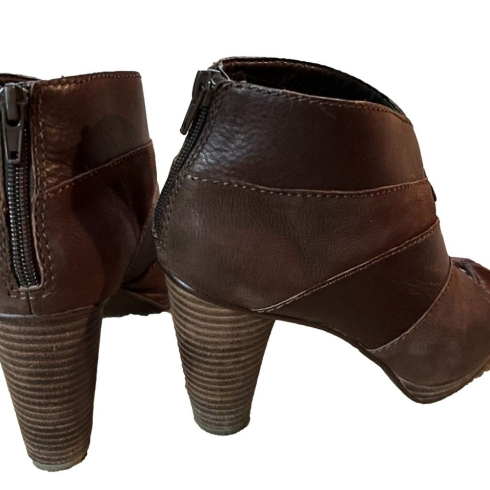 Fossil Bobbi Leather Peep Toe Booties Size 8.5 - Picture 5 of 8